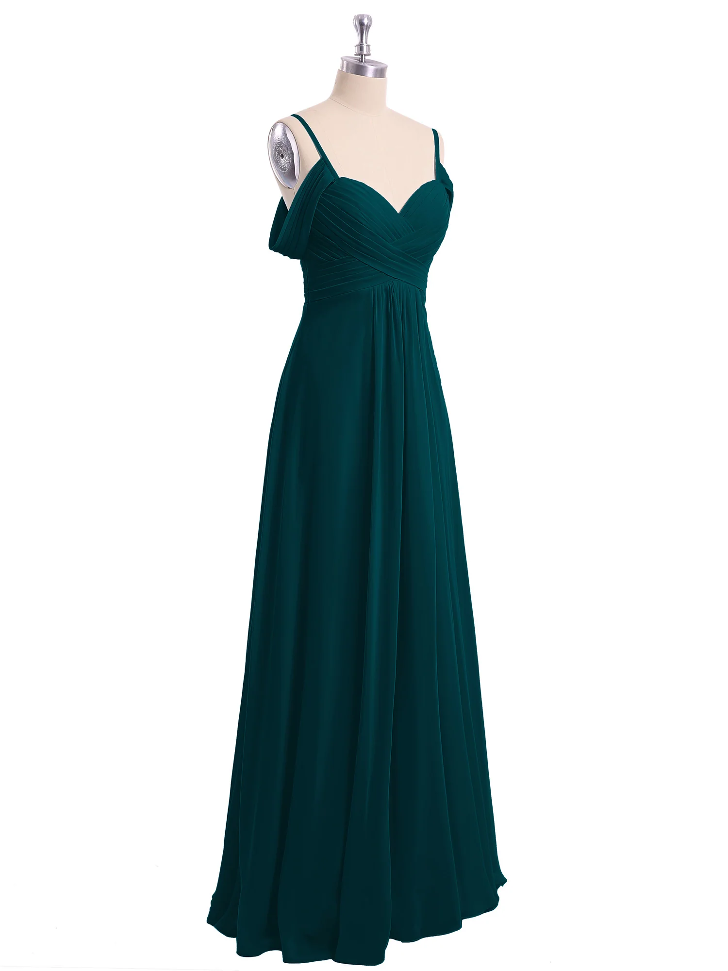 Off Shoulder Spaghetti Strap Chiffon Dresses Pine - Image 6