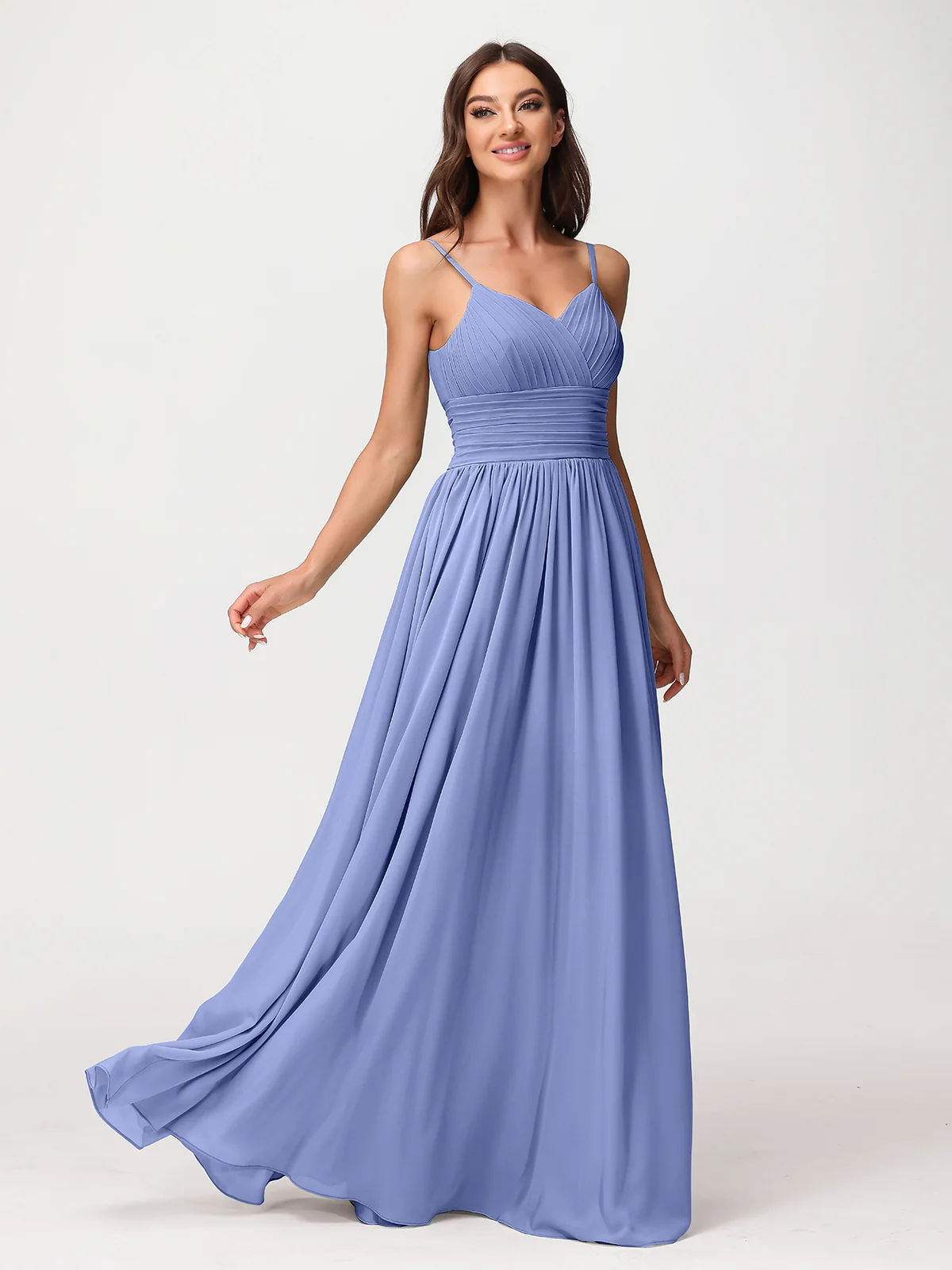 Spaghestti Strap Chiffon Maxi Gowns Periwinkle Plus Size - Image 5