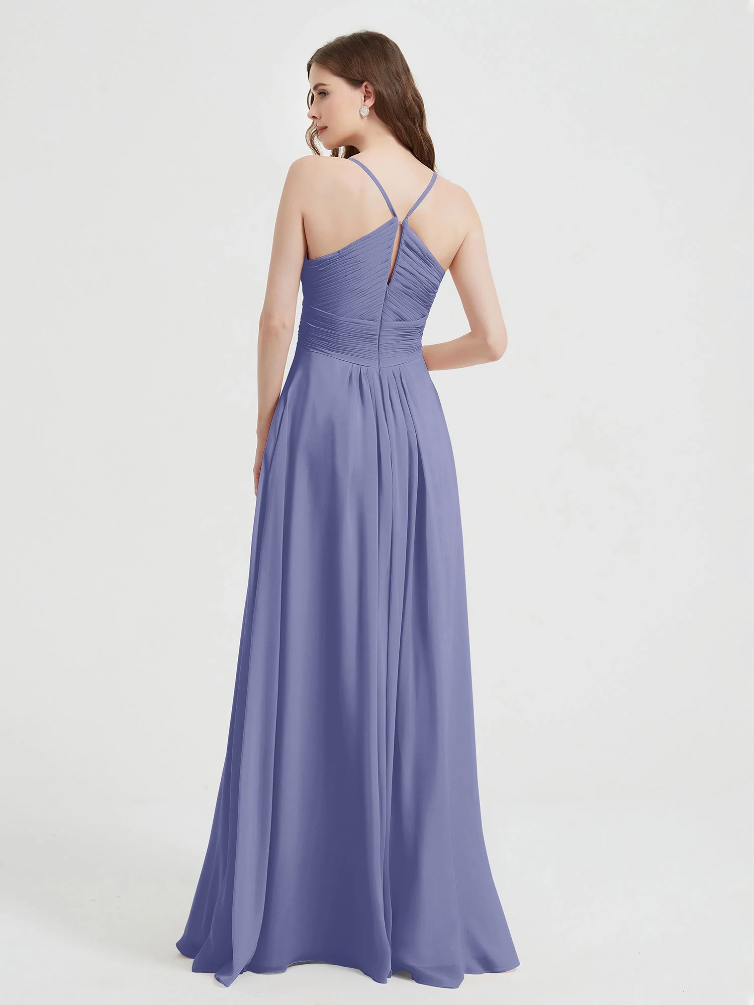 Spaghetti Strap V neck Chiffon Dress with Pockets Periwinkle Plus Size - Image 2
