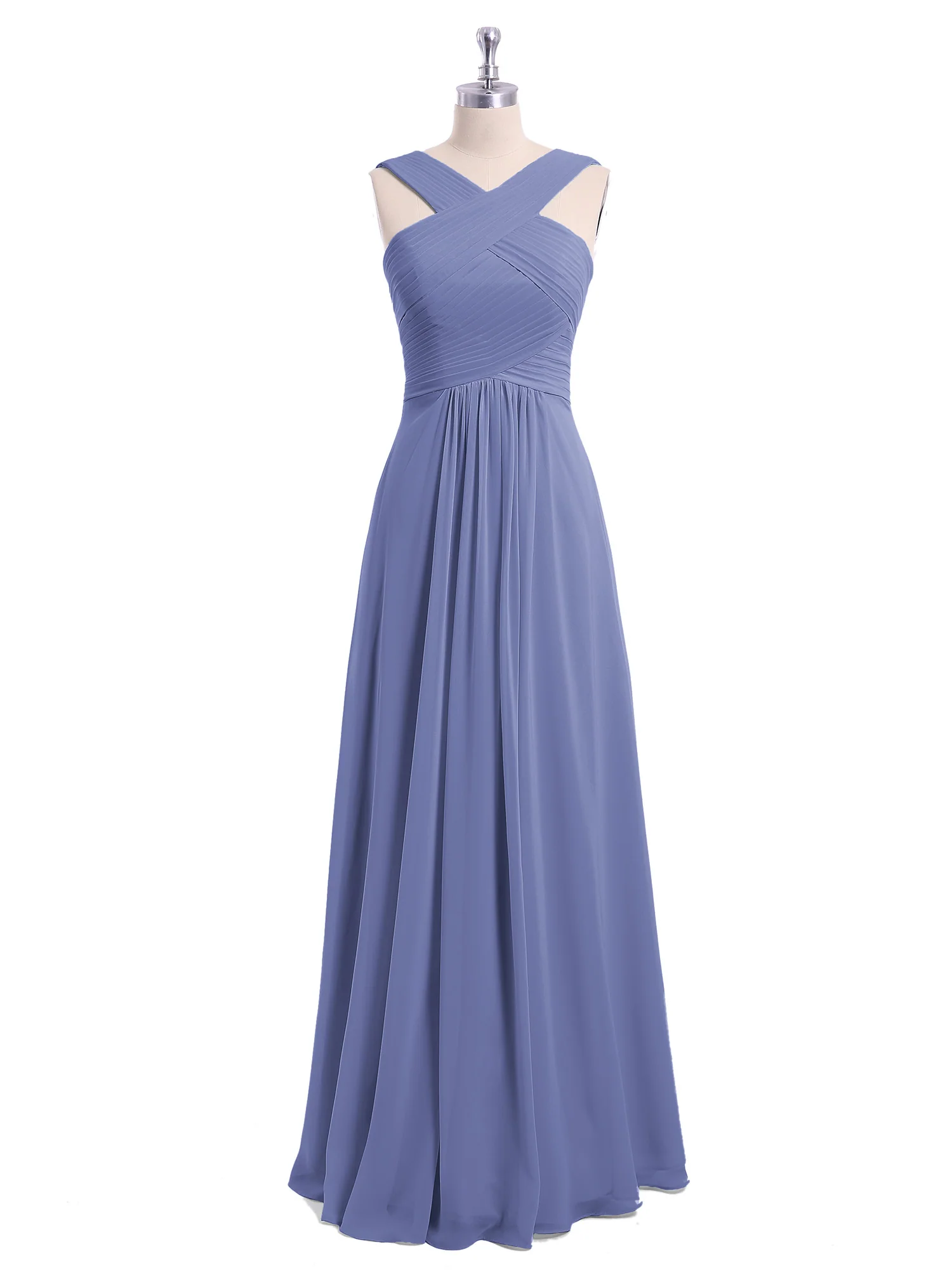 Cross Shoulder Strap Chiffon Dress with Empire Waist Periwinkle Plus Size - Image 7