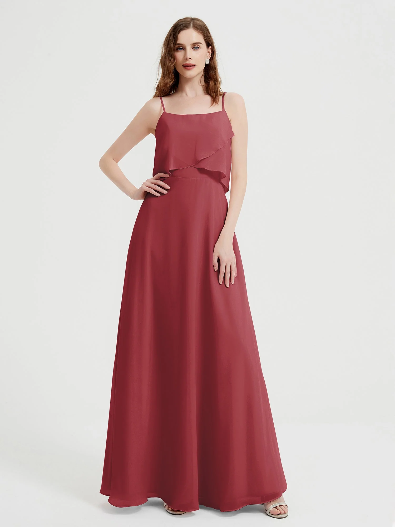 Spaghetti Straps Simple Bridesmaid Dresses-Cinnamon Rose Plus Size
