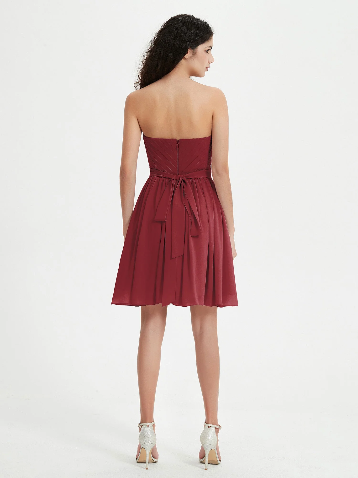 Strapless Sweetheart Neck Mini Dresses-Cinnamon Rose - Image 2
