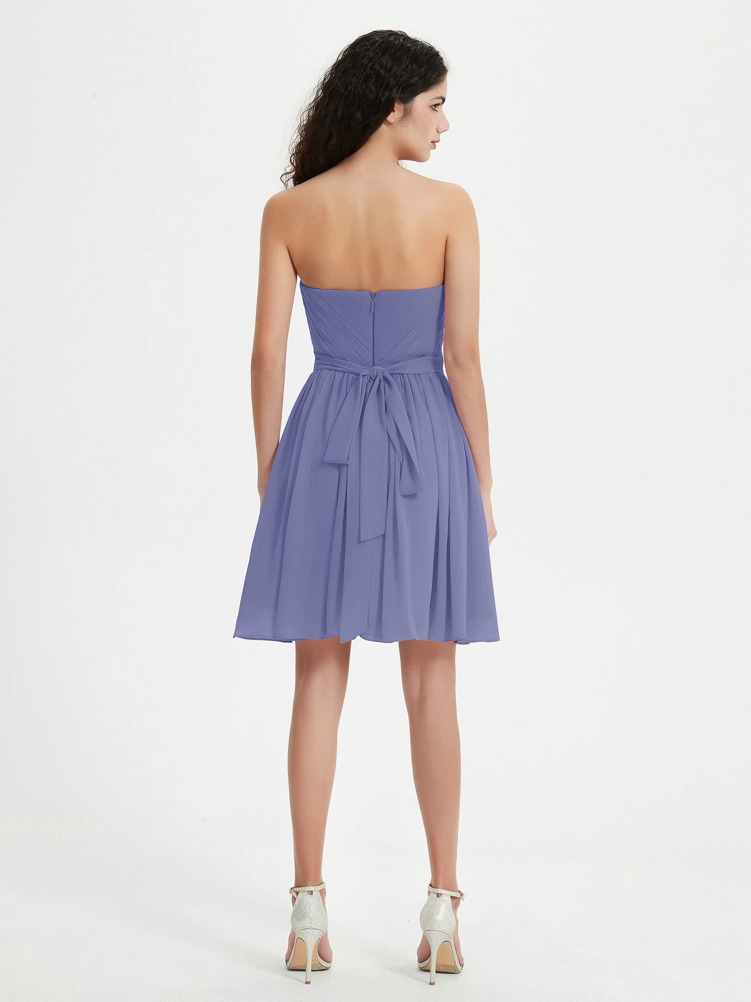 Strapless Sweetheart Neck Mini Dresses-Periwinkle Plus Size - Image 2
