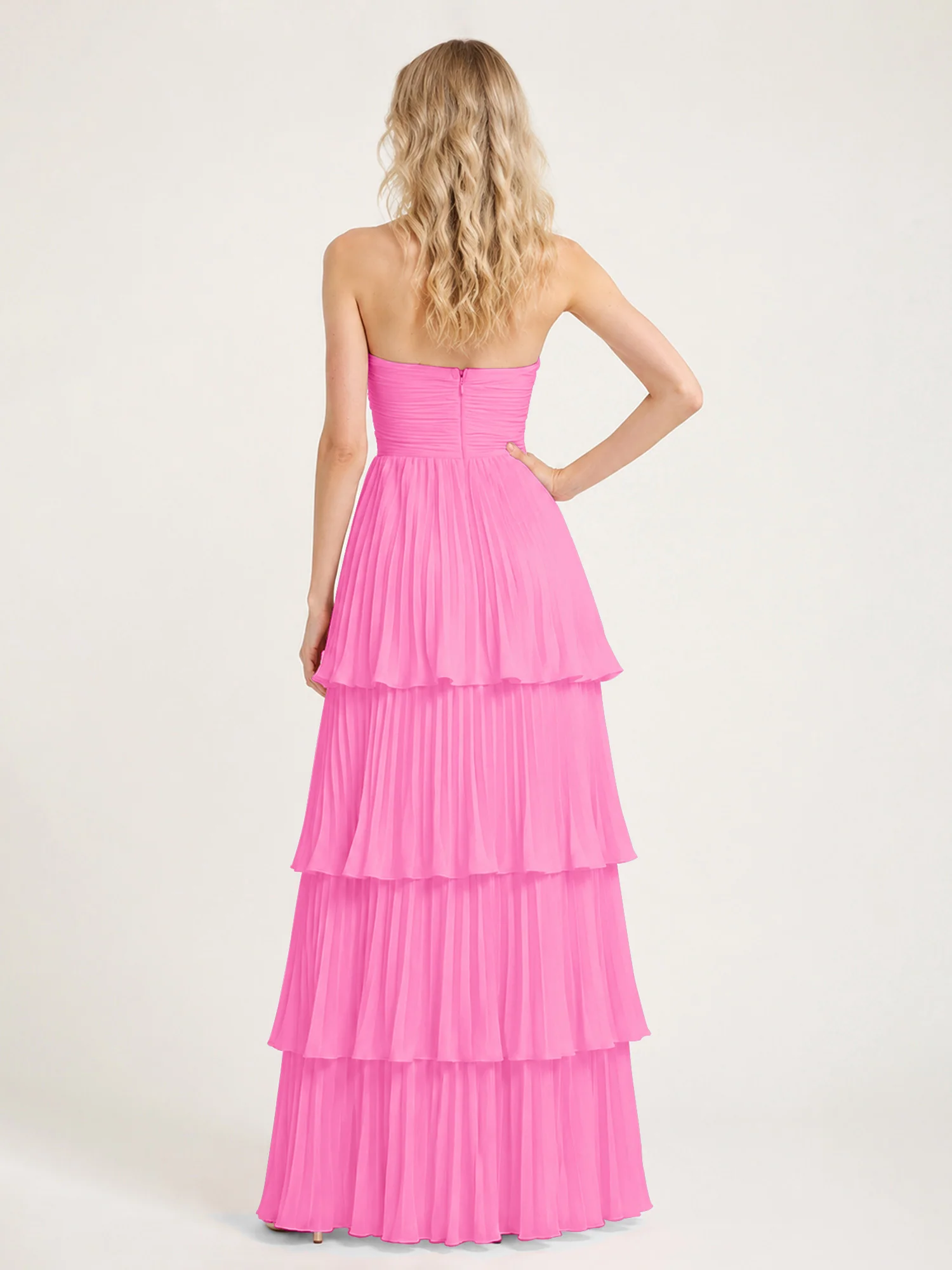 Strapless Bodice Maxi Dress with Accordion Pleats Azalea - Image 2