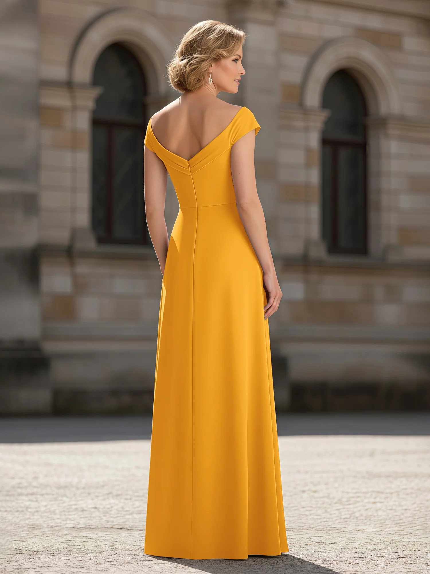 Pleated A-Line Chiffon Floor-Length Dress Tangerine - Image 2