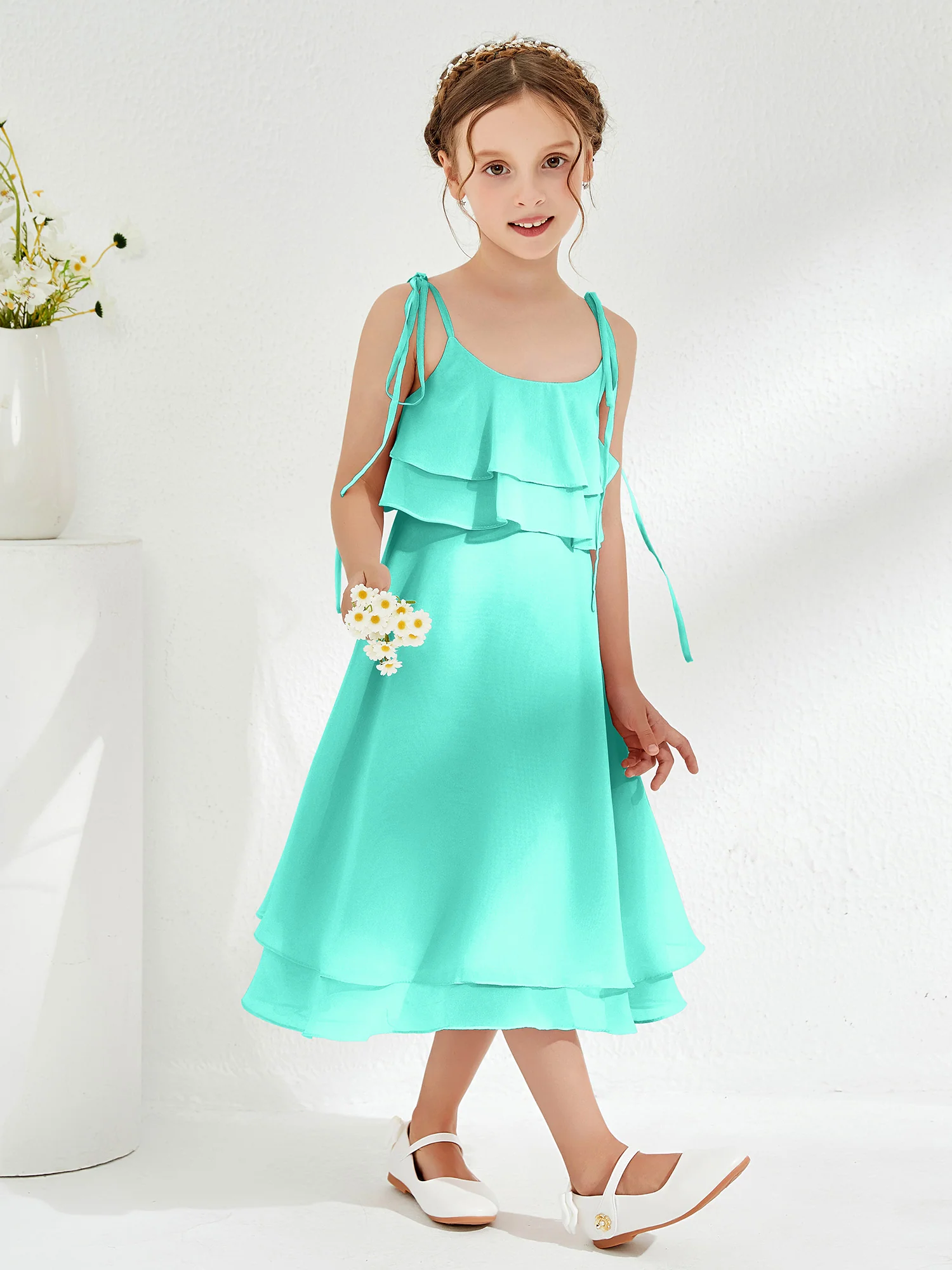 Cute Two Layers Ruffles Junior Bridesmaid Dresses Spa - Image 3