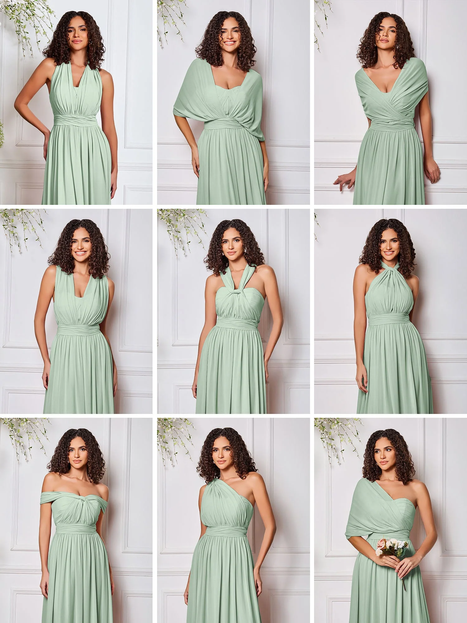 Straight Back Agave Multi Wear Convertible Bridesmaid Dresses - Image 3