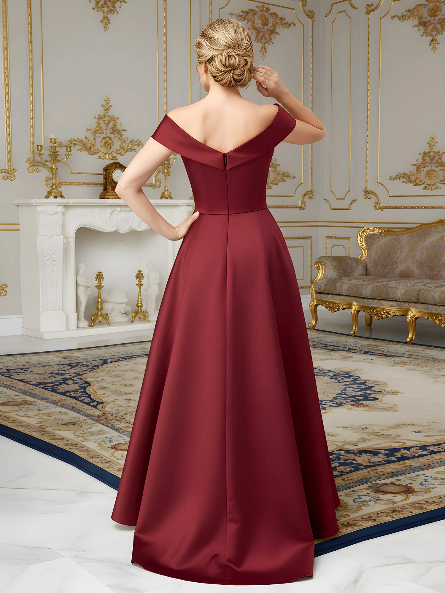Elegant Pleated V-neck A-Line Sweep Train Dress Turquoise - Image 2