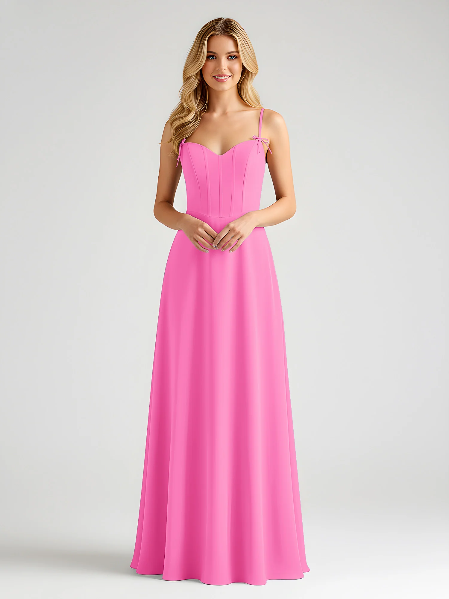 Spaghetti Strap A-Line Maxi with Bow Ties Azalea