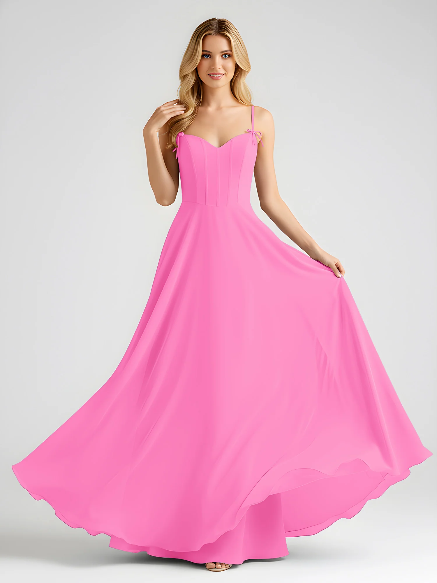 Spaghetti Strap A-Line Maxi with Bow Ties Azalea - Image 3