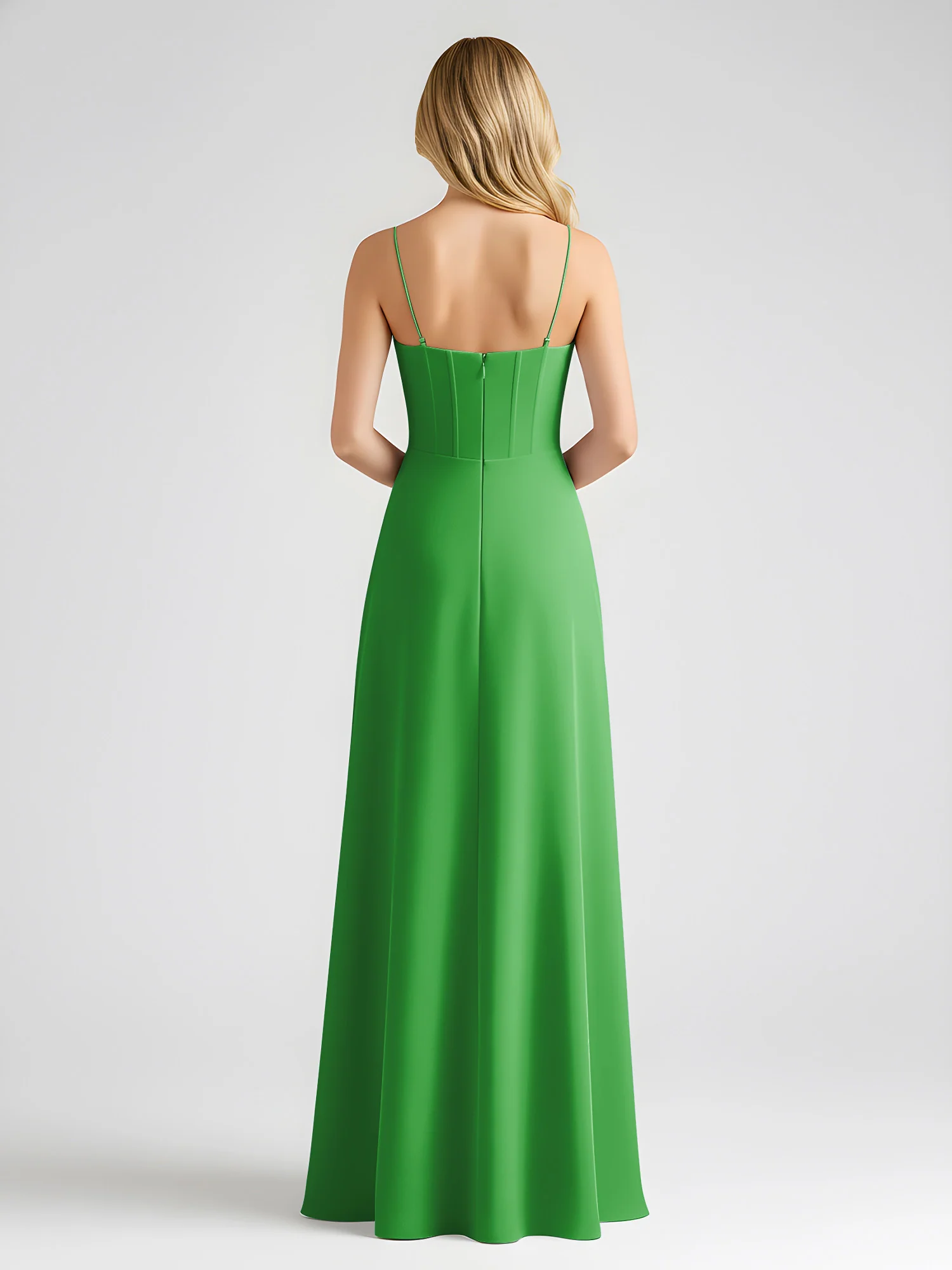 Spaghetti Strap A-Line Maxi with Bow Ties Green - Image 2