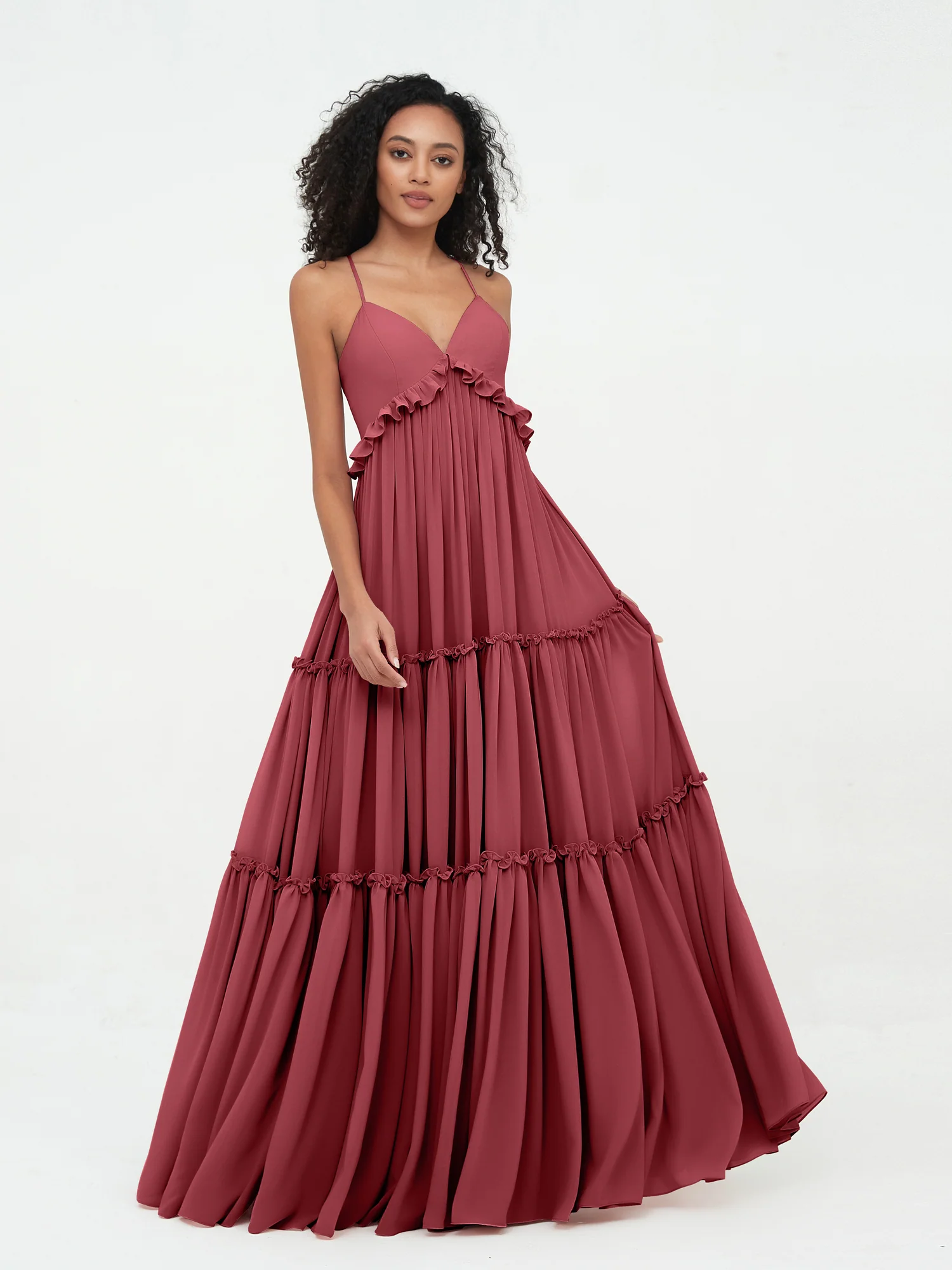 Empire Chiffon Tiered Skirt Max Bohemian Dresses-Cinnamon Rose - Image 4
