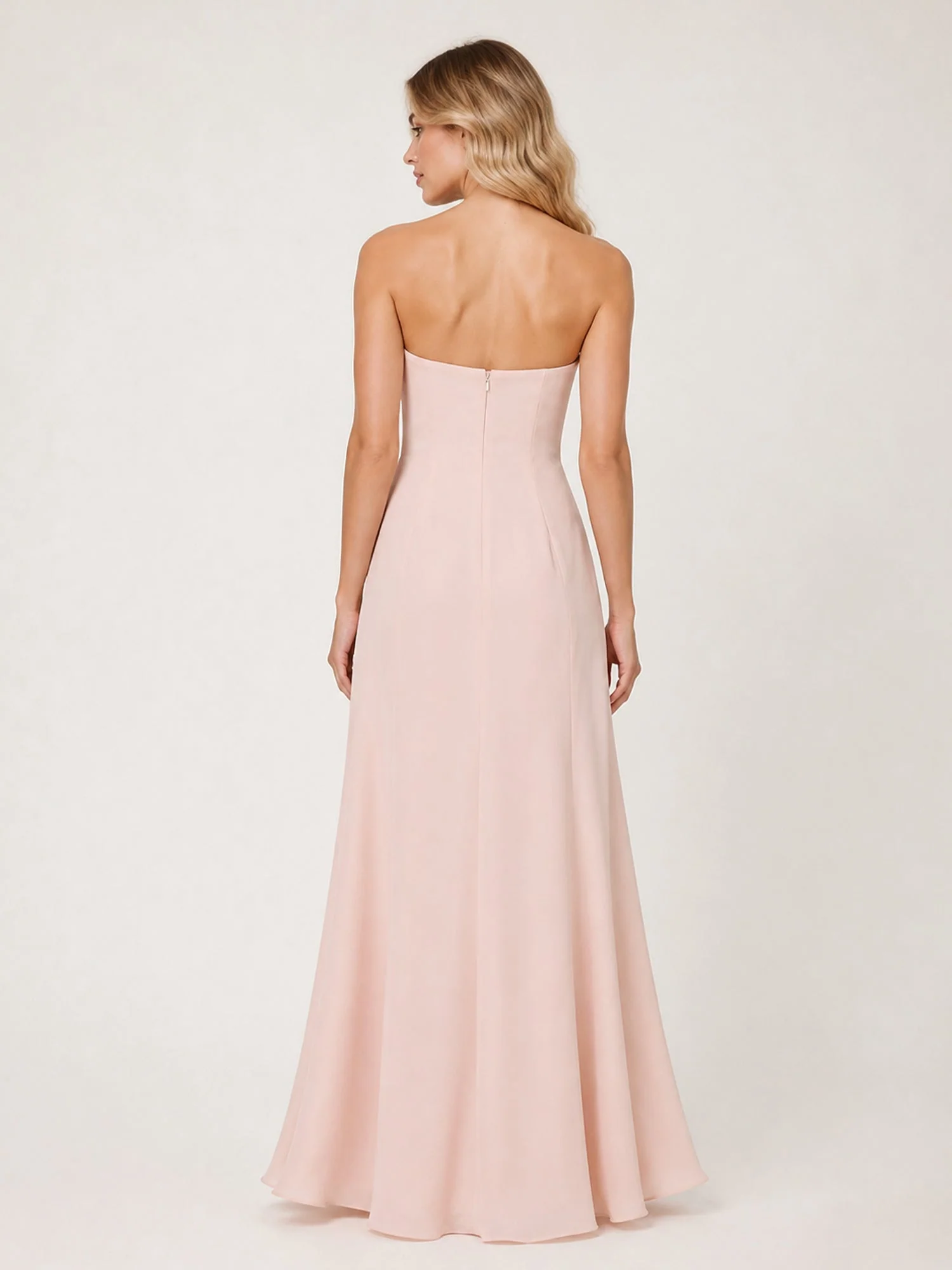 Strapless Chiffon Gown with Oversized Front Bow Detail Eucalyptus - Image 2