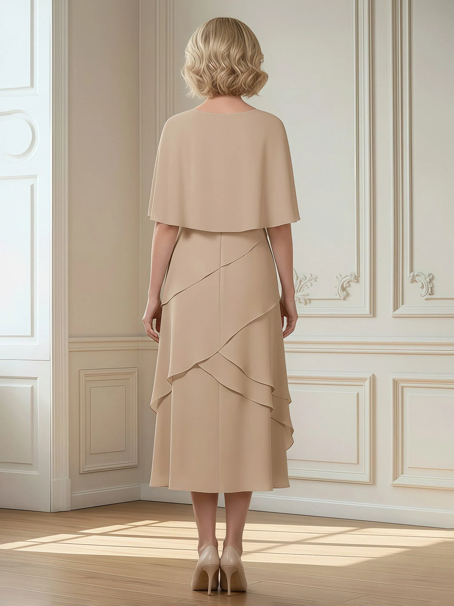 Tiered Skirt A-Line Midi Formal Dress Mist - Image 2