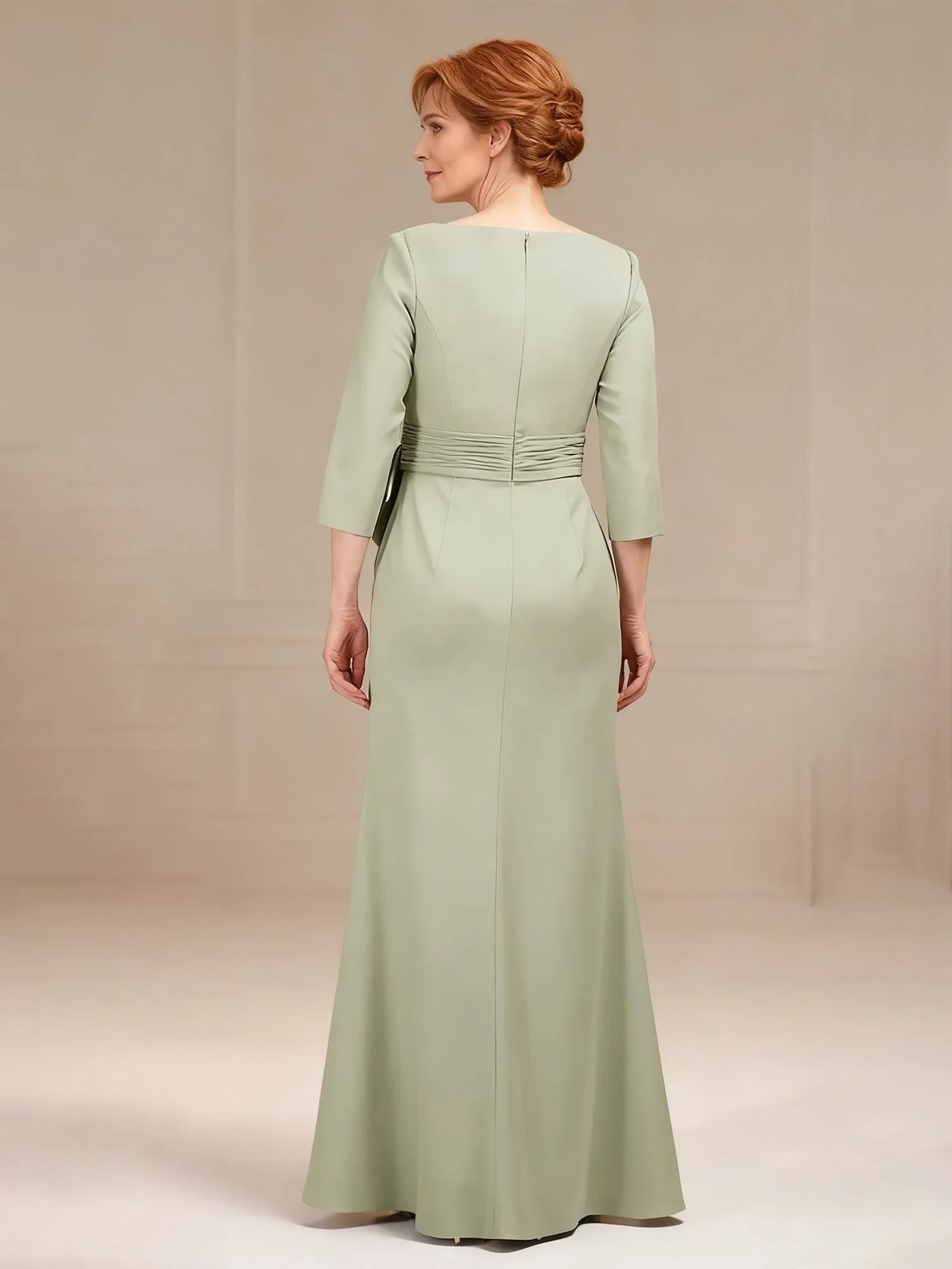 Tailored Full-Length Gown with Ruffled Sash Detail Tahiti - Image 2