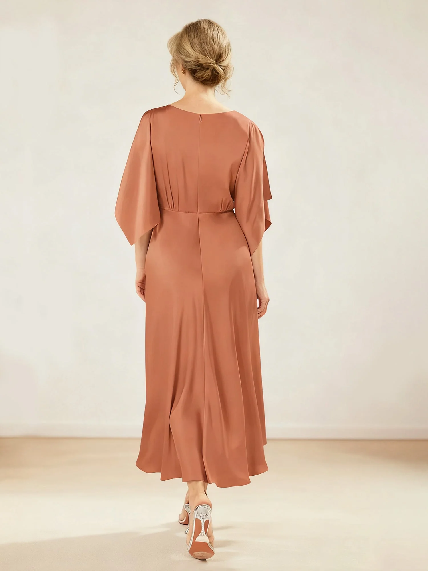 Gathered Waist Boat-Neck Special Occasion Dress Jade - Image 2
