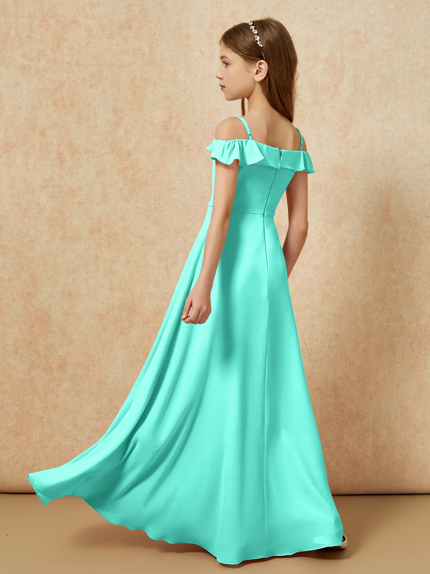 Off-the-shoulder A-Line Junior Bridesmaid Dresses Spa - Image 2