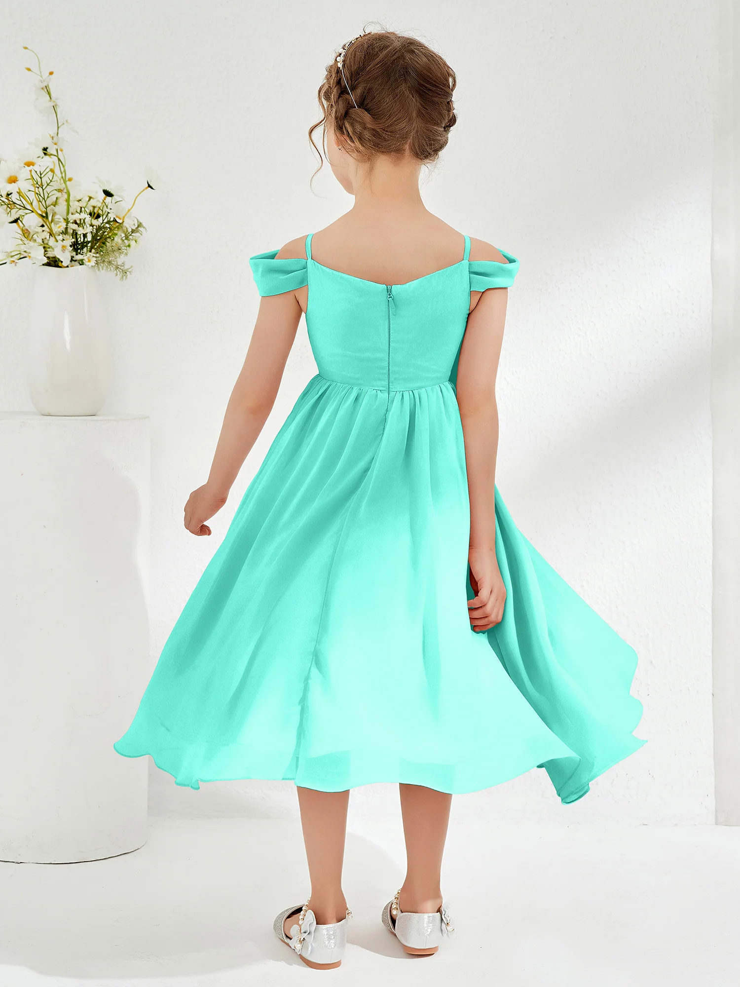 Off-the-shoulder Pleated Girl's Dress Spa - Image 2