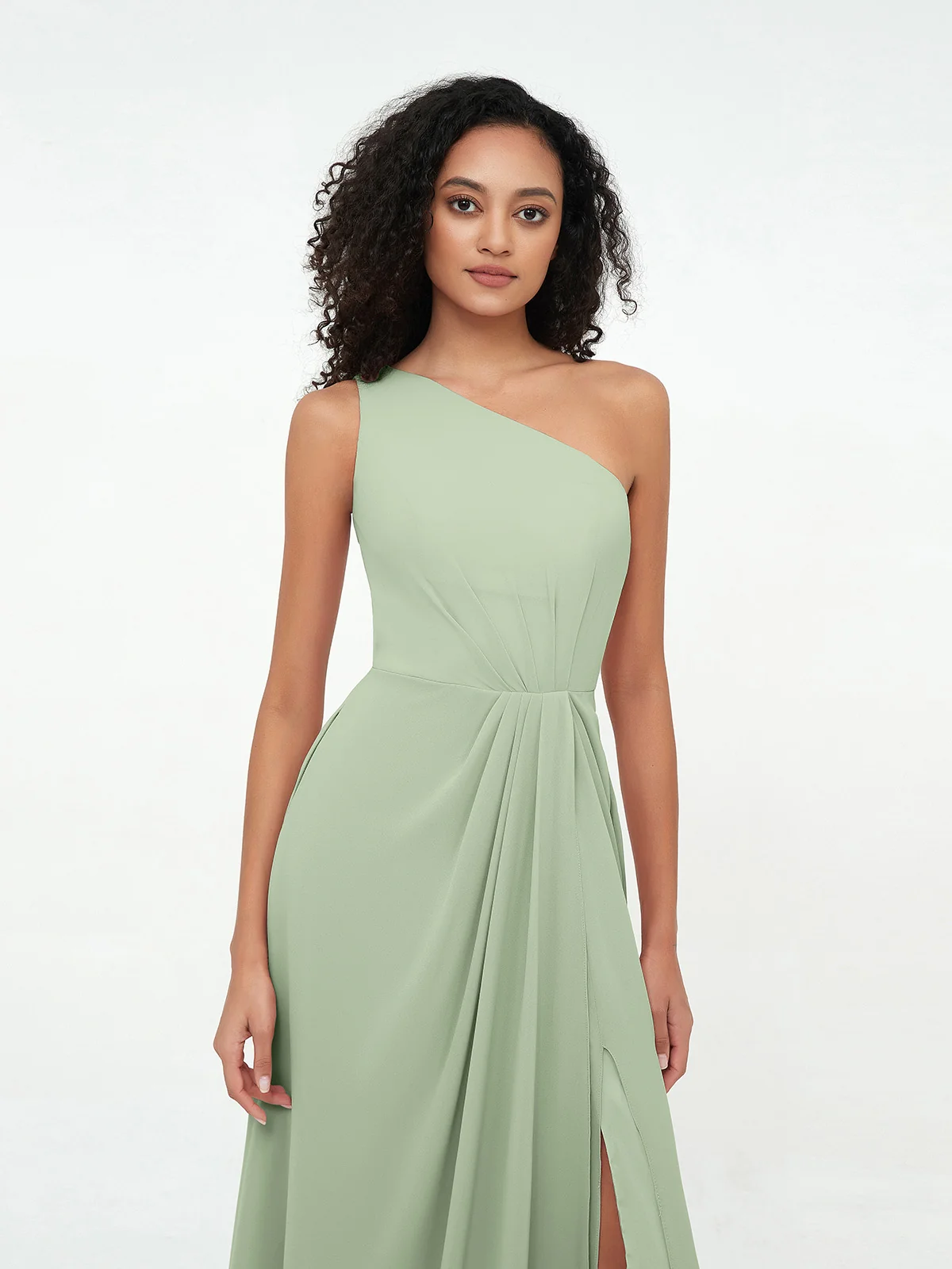 One-Shoulder Chiffon Max Dresses with Slit Clearance - Image 4