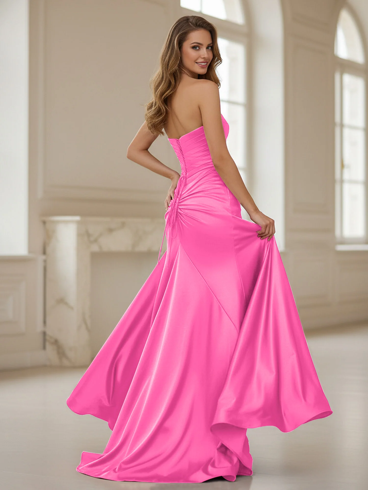 Pleated Sweetheart Neck Sheath Gown With Slit Azalea - Image 2