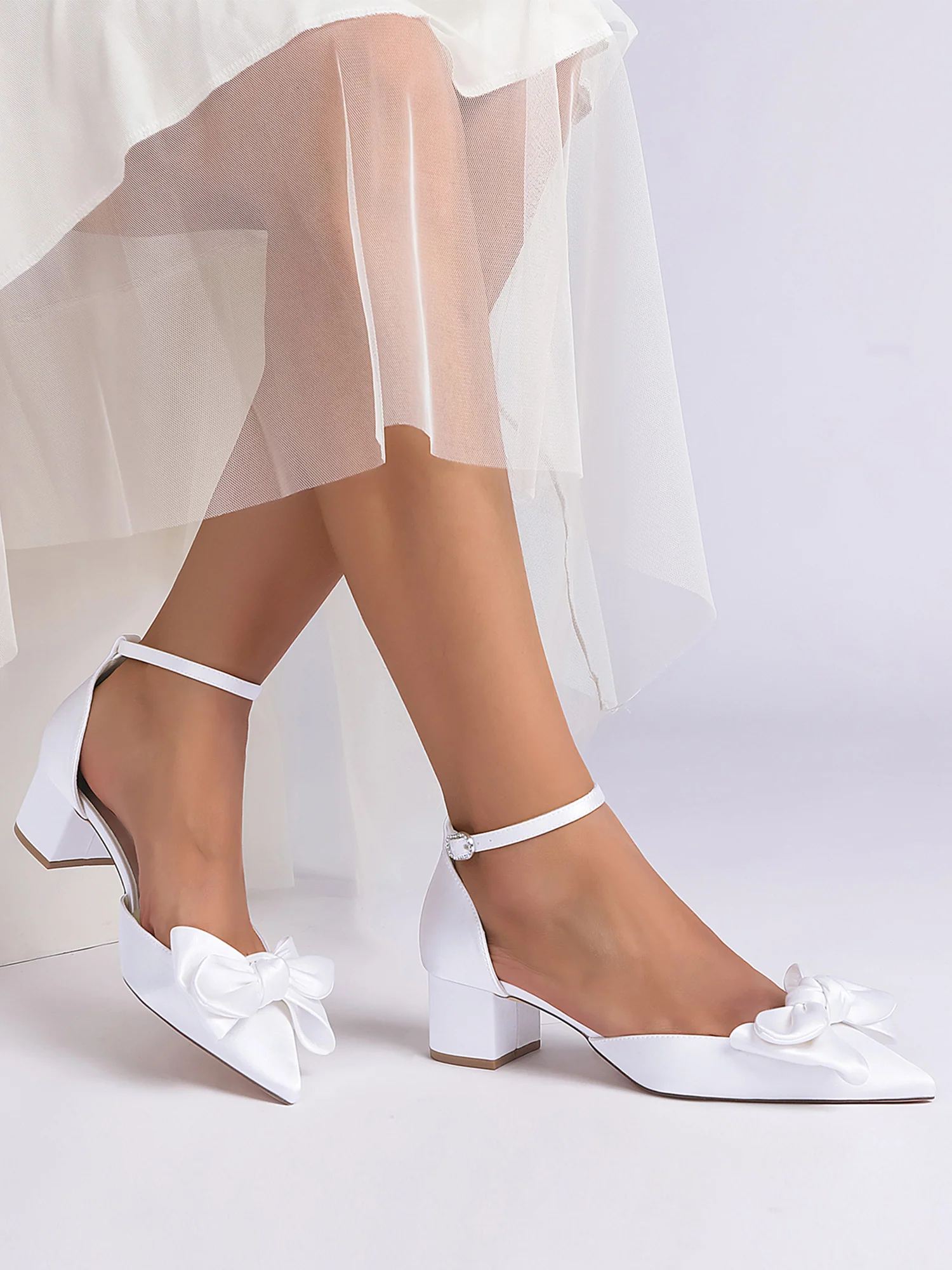Pointed Toe Bow Ankle-Strap Sandals - Image 6