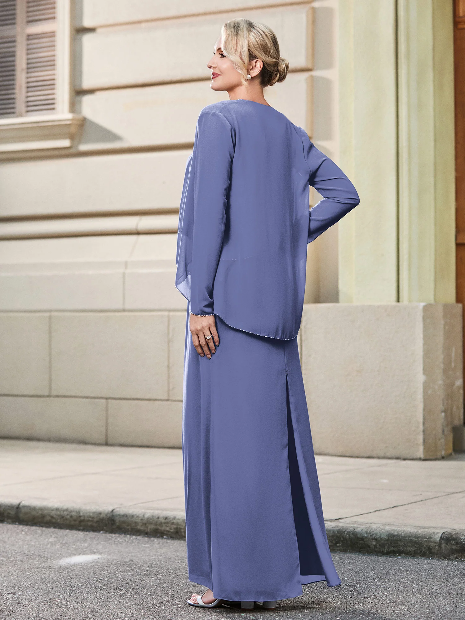Round Neck with Cutout Sleeveless Chiffon Jumpsuit Periwinkle - Image 2