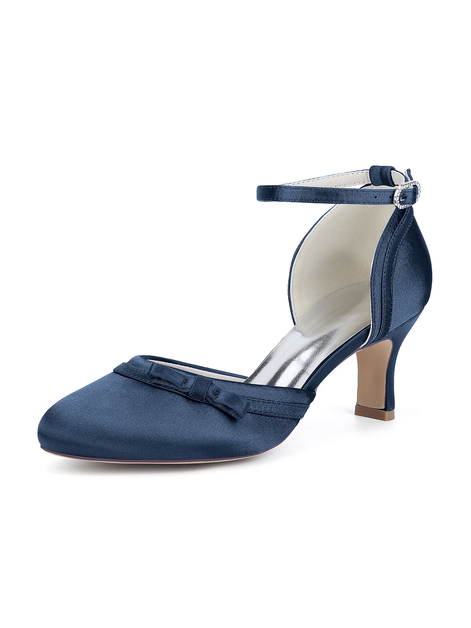 Round Toe Bow Ankle-Strap Sandals