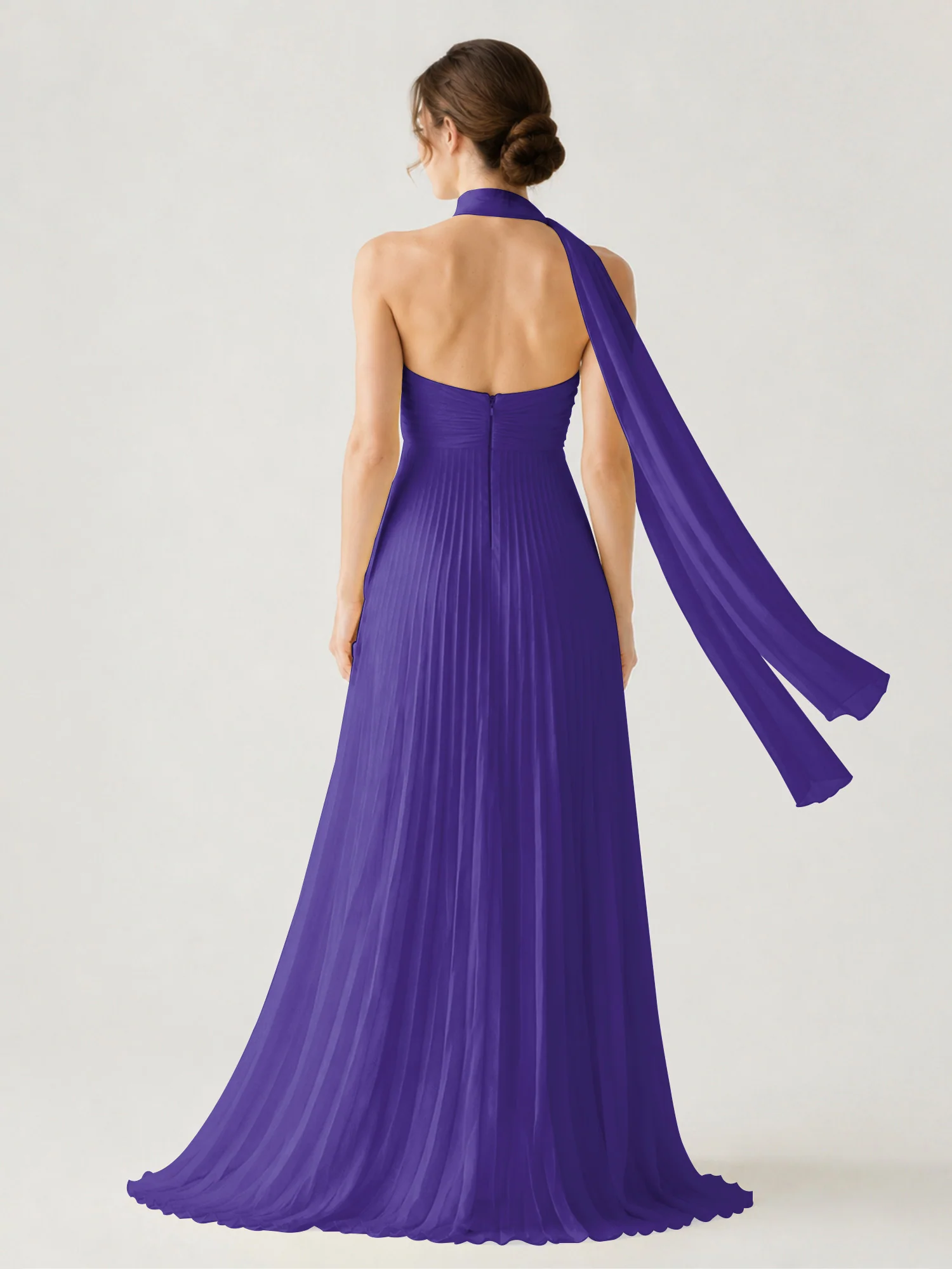 Pleated Chiffon Strapless Maxi Dress with Neck Scarf Regency - Image 2