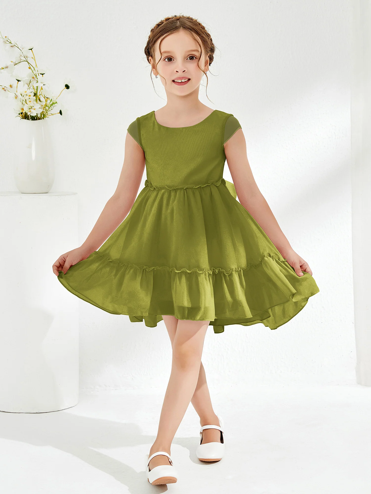 Scoop Chiffon Girl's Knee-Length Dress Clover - Image 3