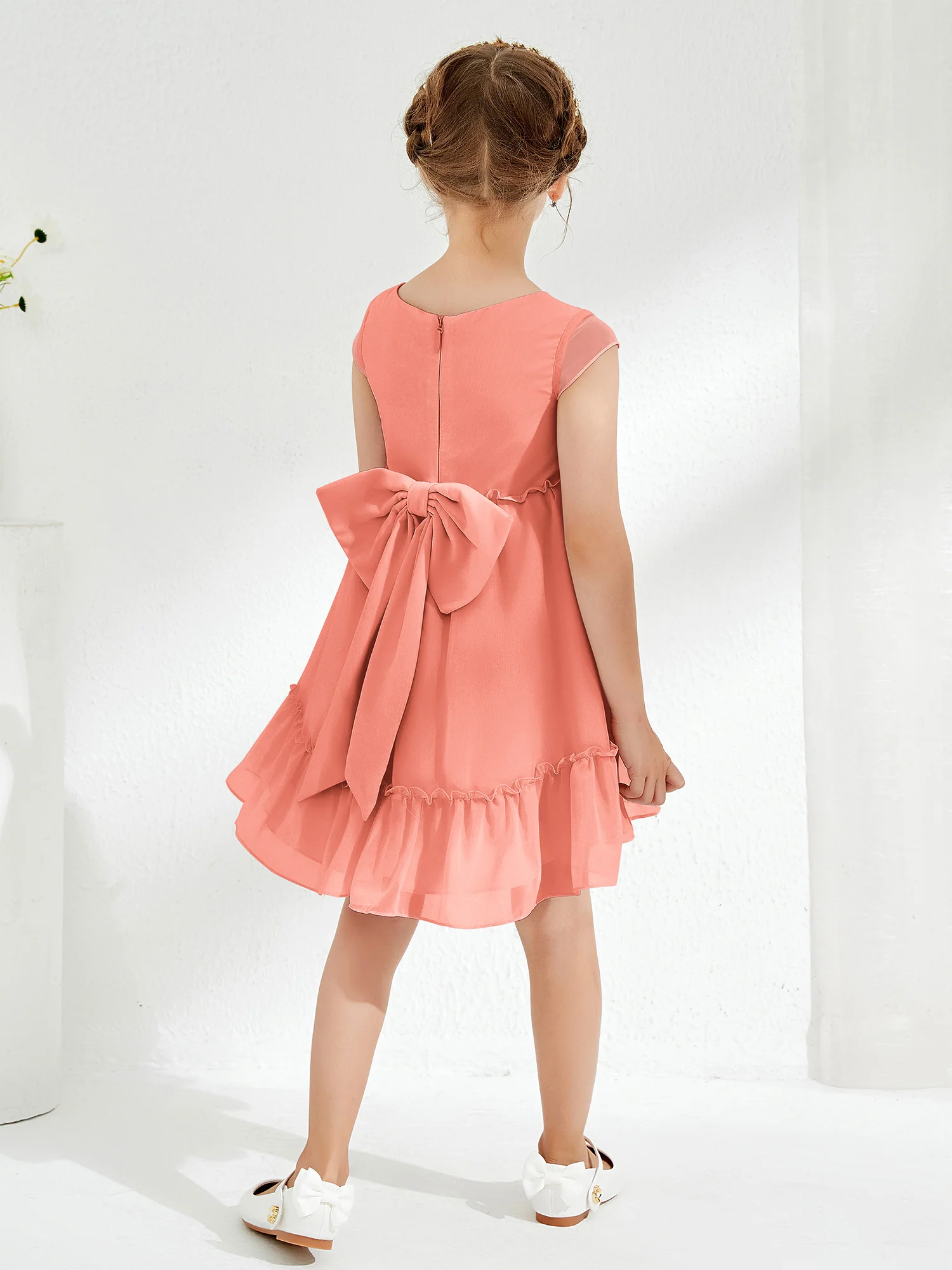 Scoop Chiffon Girl's Knee-Length Dress Sunset - Image 2