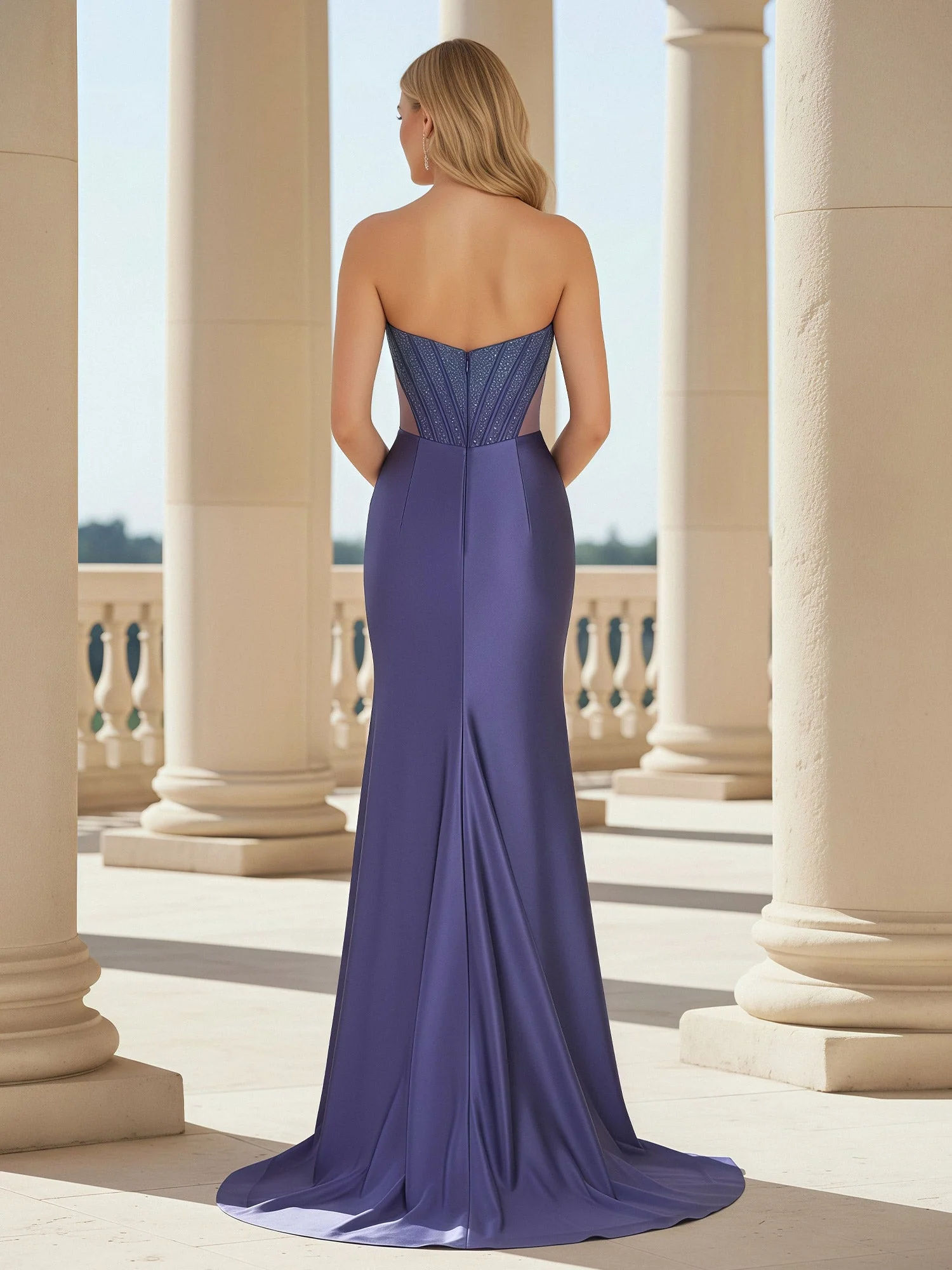 Sweetheart Mermaid Long Dress With Slit Mist - Image 2