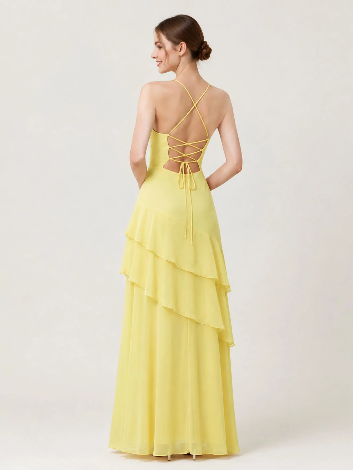 Tiered Ruffle Sweetheart Gown with Lace-Up Back Lavender - Image 2