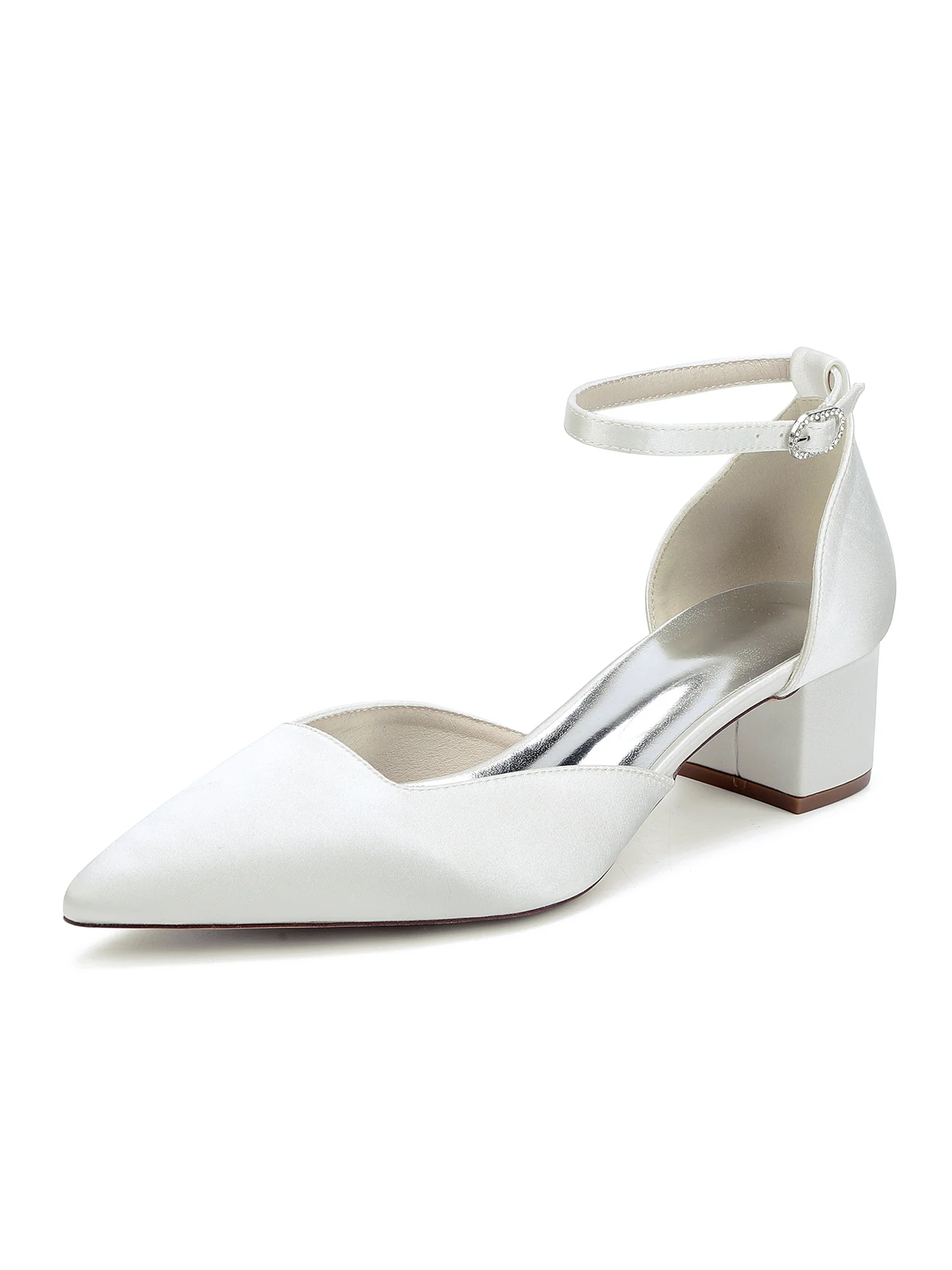 Simple Chunky Heel Pointed Toe Wedding Shoes - Image 10