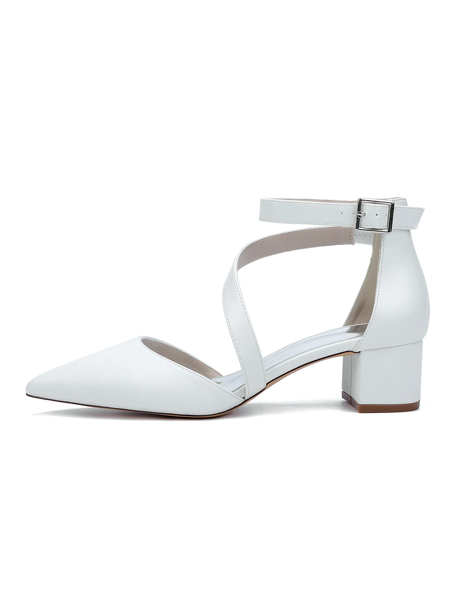 Simple Faux Leather Pointed Wedding Shoes - Image 5