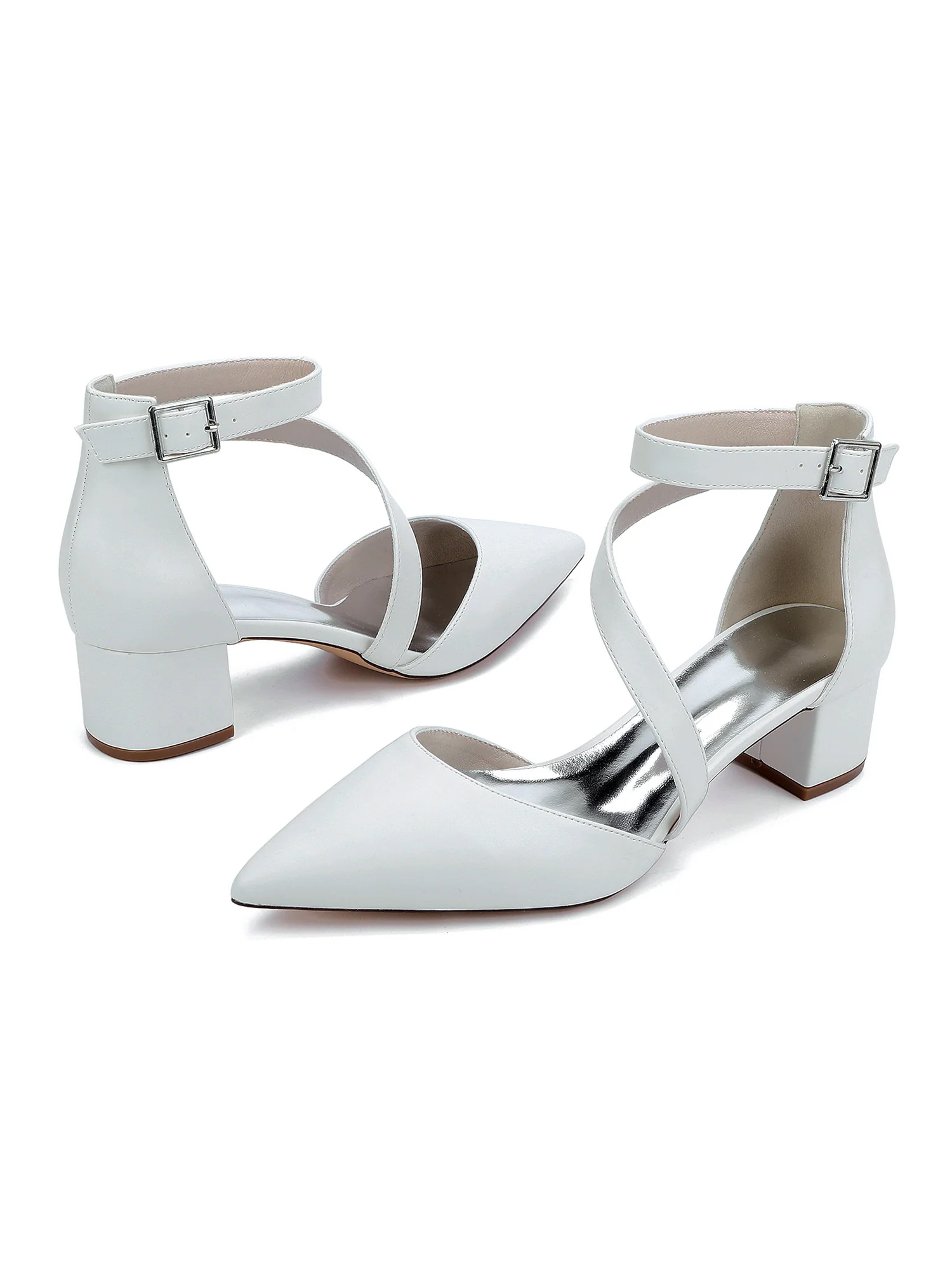 Simple Faux Leather Pointed Wedding Shoes - Image 6