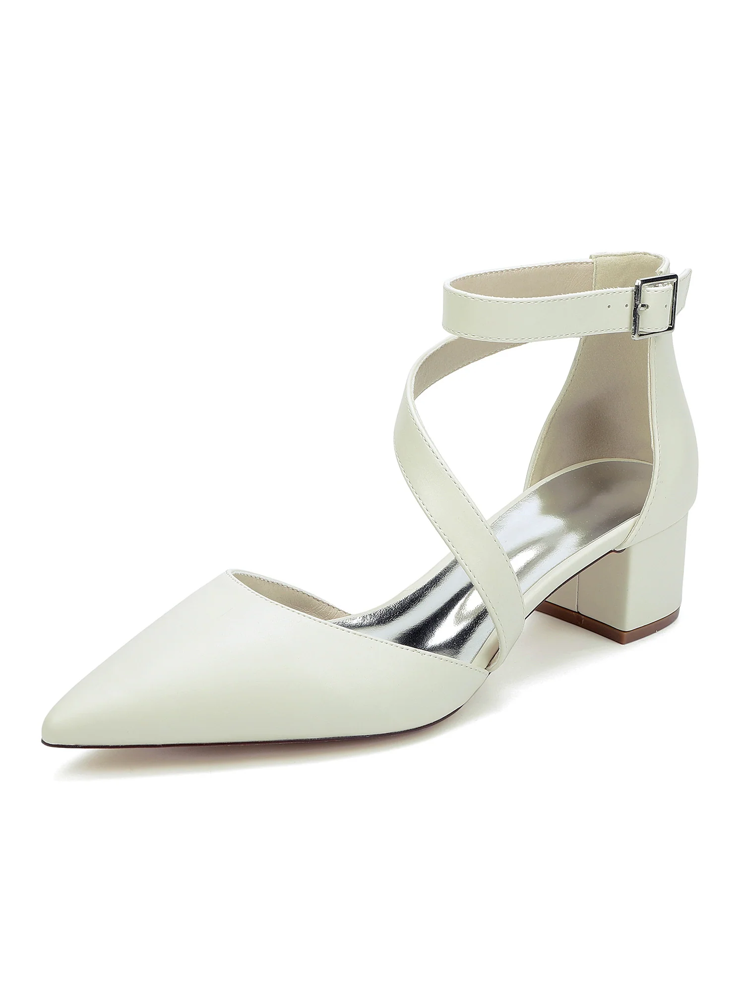 Simple Faux Leather Pointed Wedding Shoes - Image 8