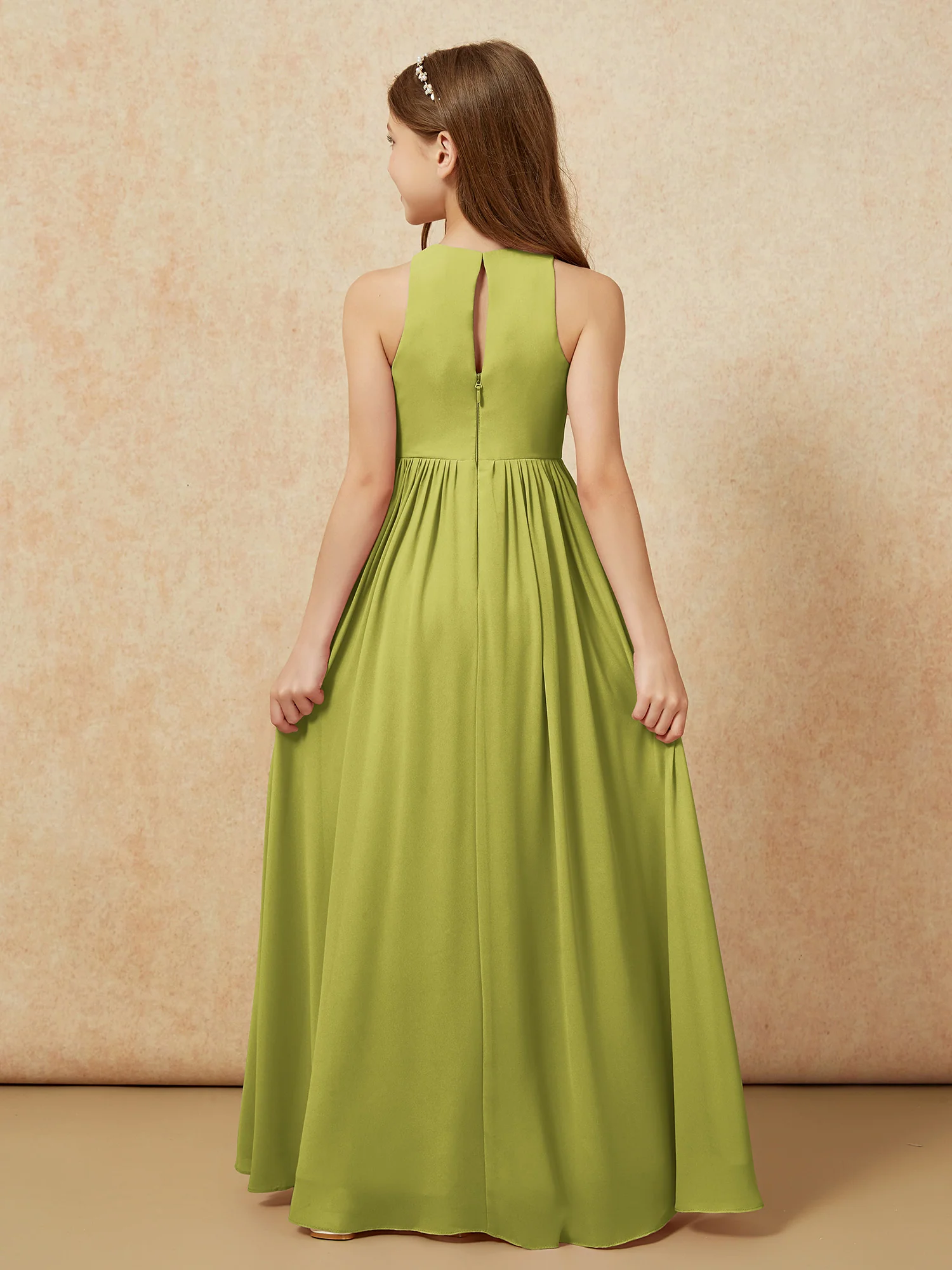 Simple sleeveless chiffon Junior Bridesmaid Dress Clover - Image 7