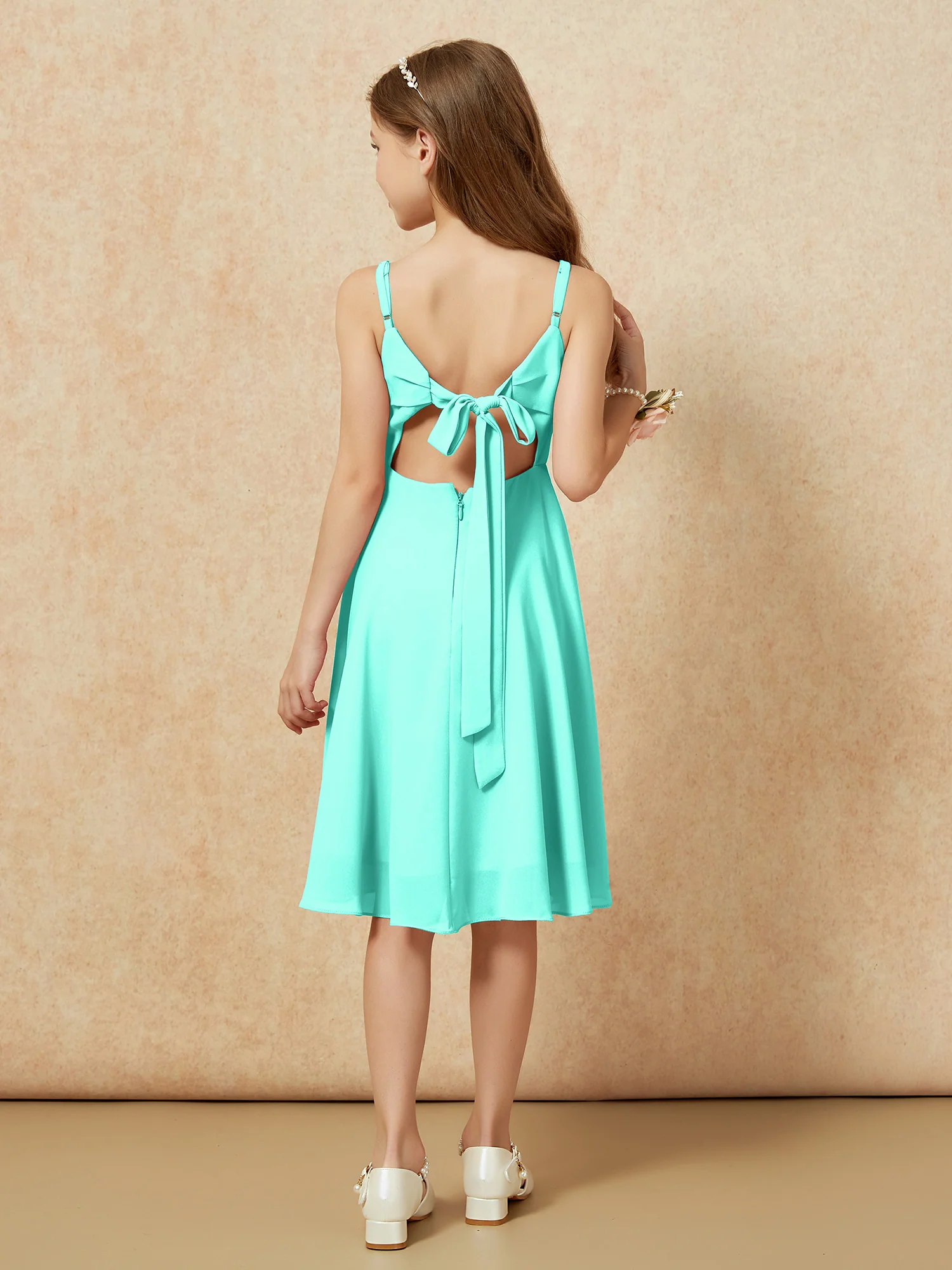 Square Neck Knee-length Junior Bridesmaid Dresses Spa - Image 2