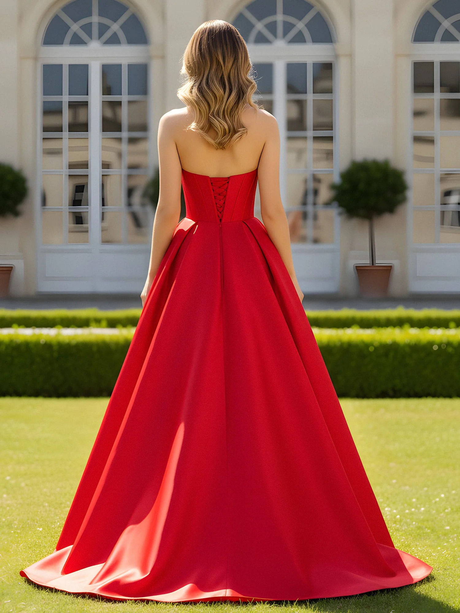 Sweetheart Neck A-Line Sweep Train Gown With Slit Regency - Image 2