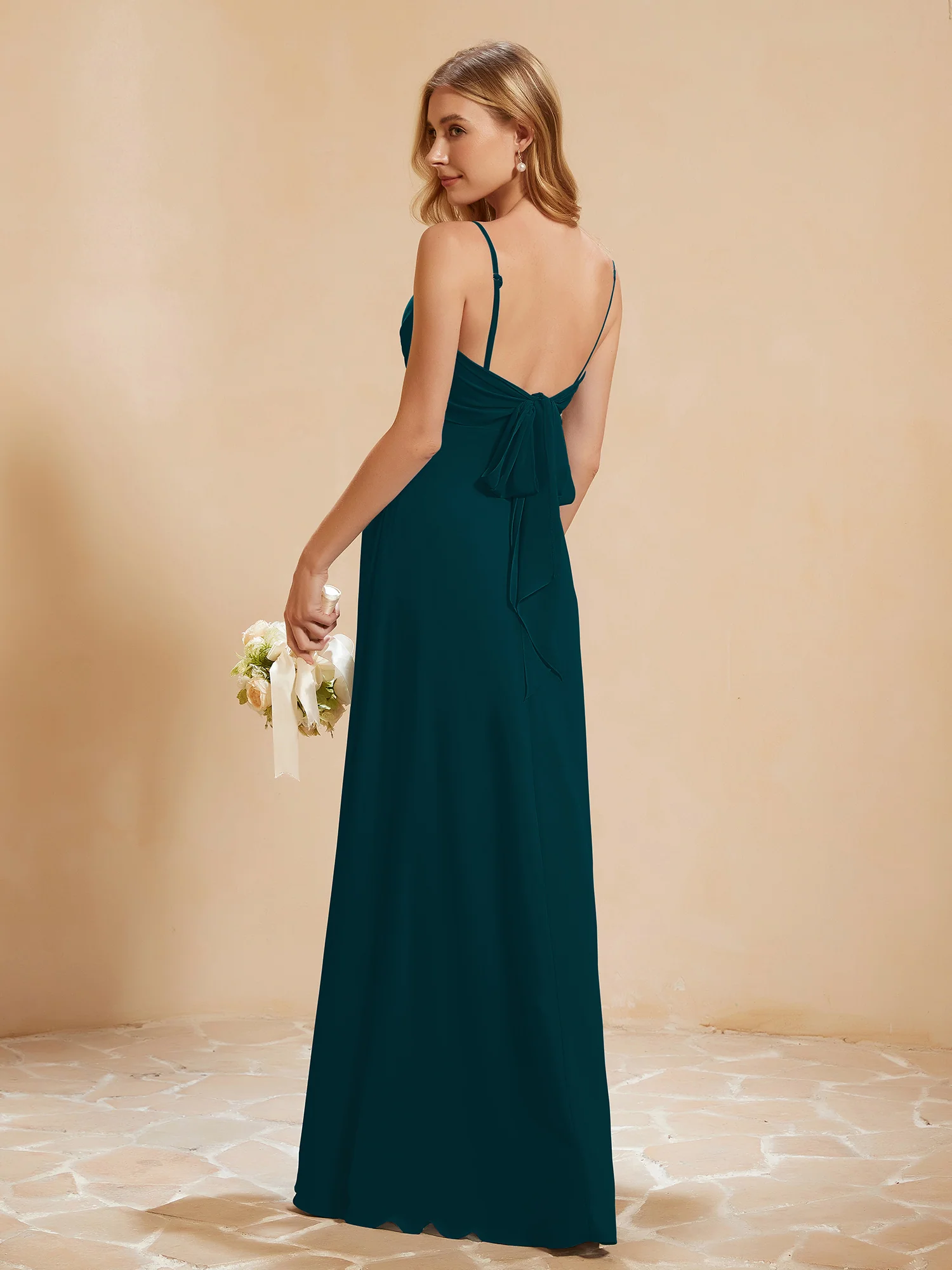Sweetheart Pleated Long Dress With Slit Pine - Image 2