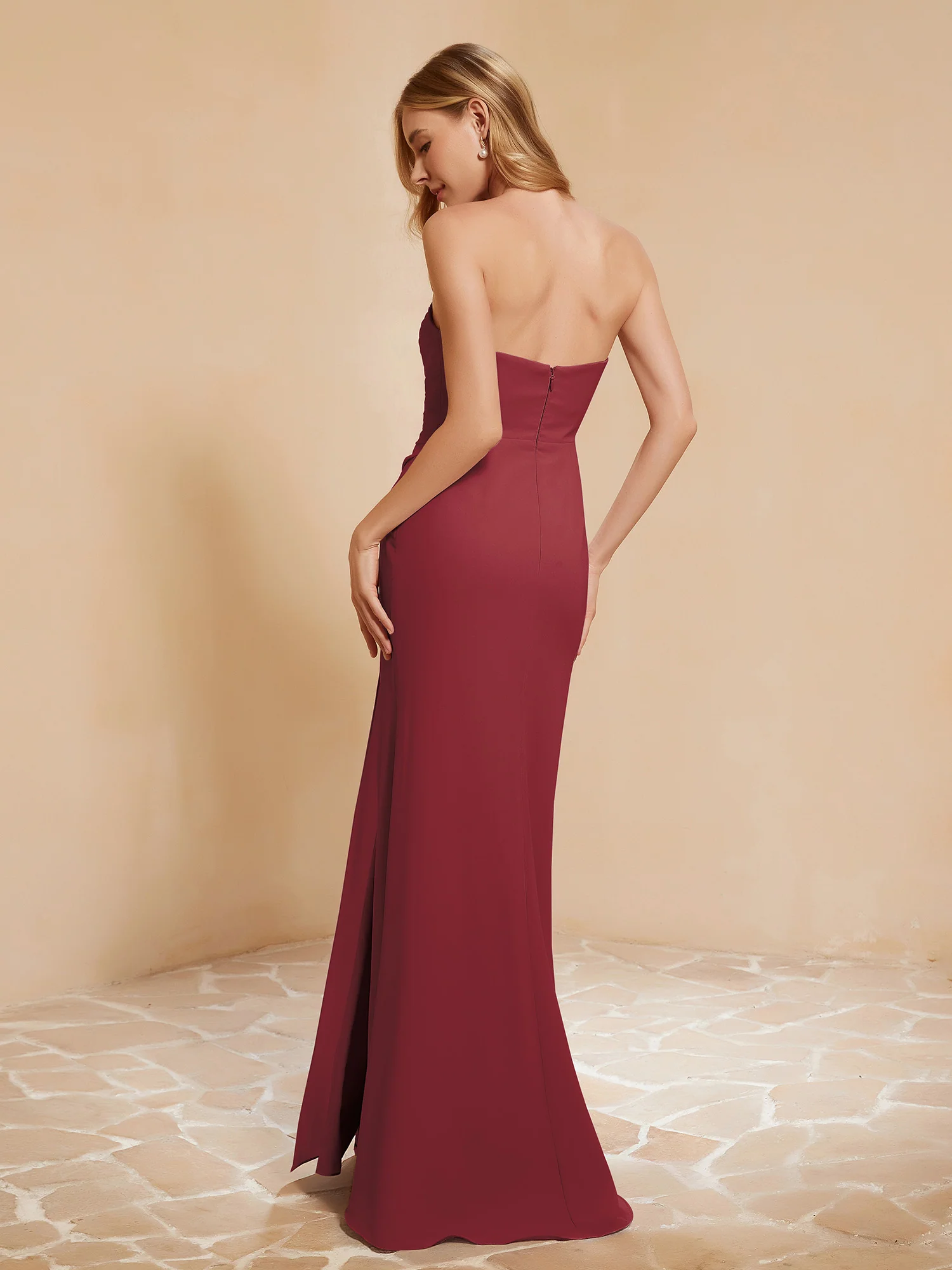 Sweetheart Sheath Chiffon Dress With Slit Cinnamon Rose Plus Size - Image 2