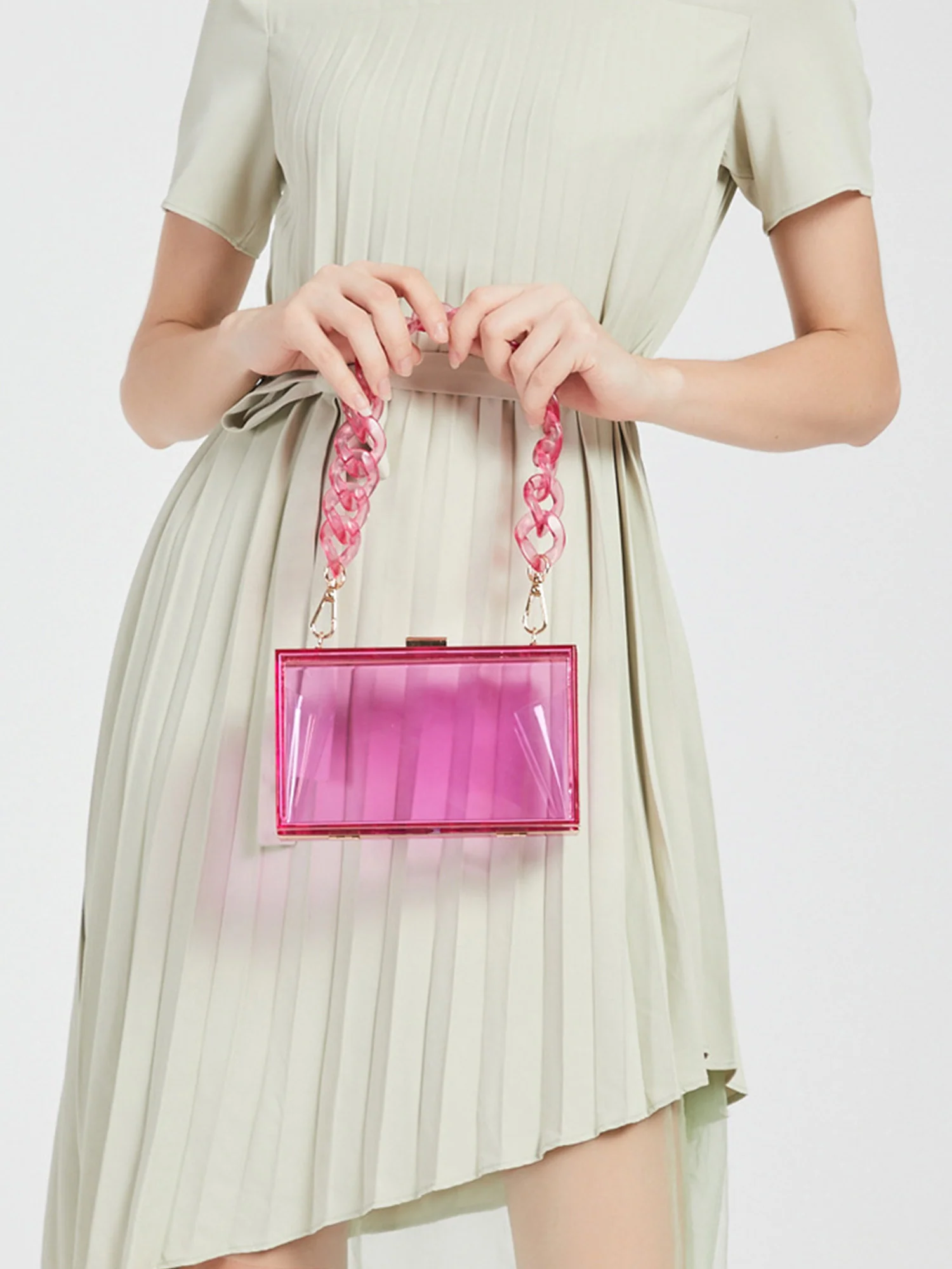 Transparent Acrylic Chain Mini Tote Bag - Image 9