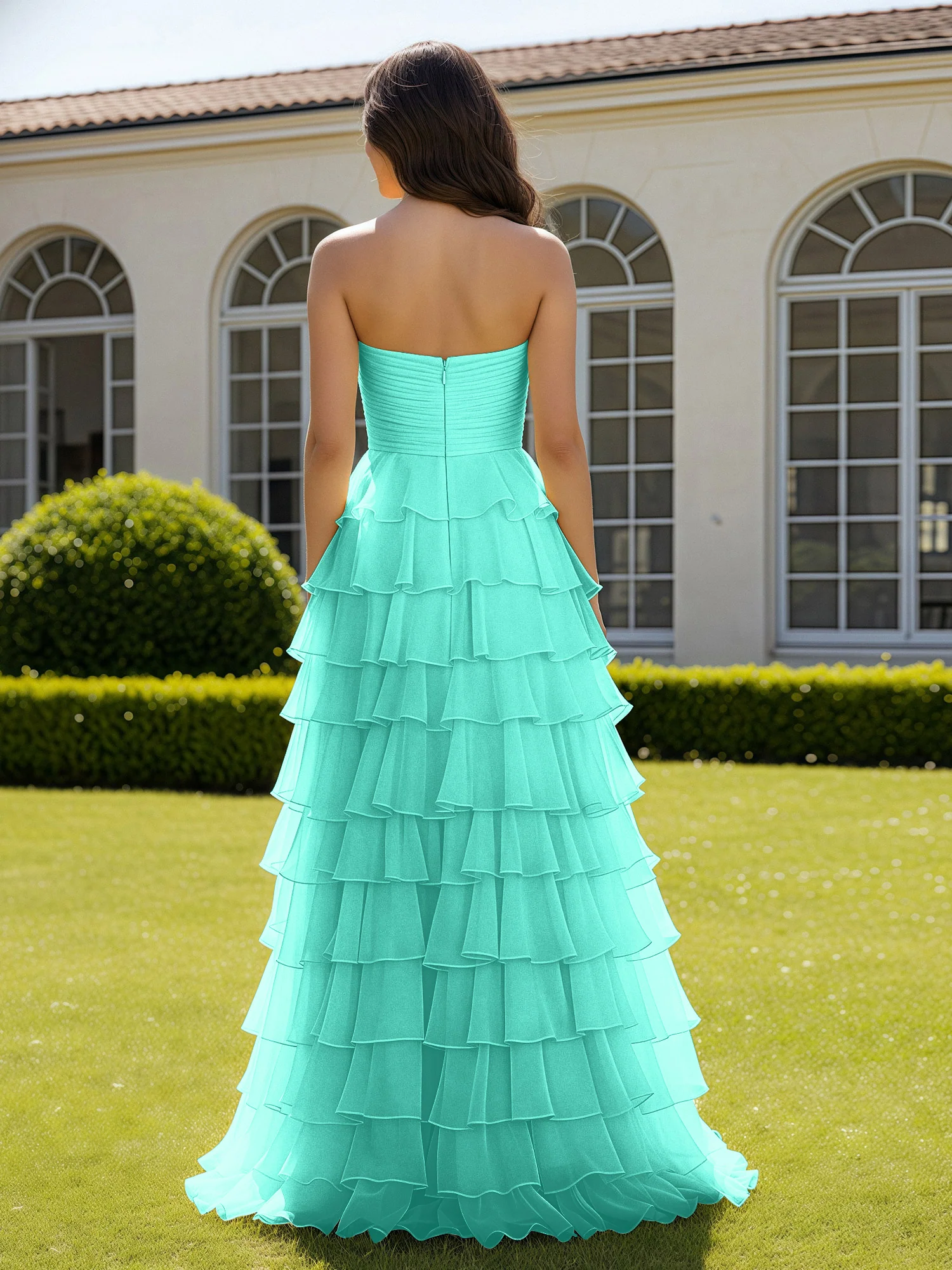 Chiffon Ruffle Sweetheart Prom Dress With Slit Spa - Image 2