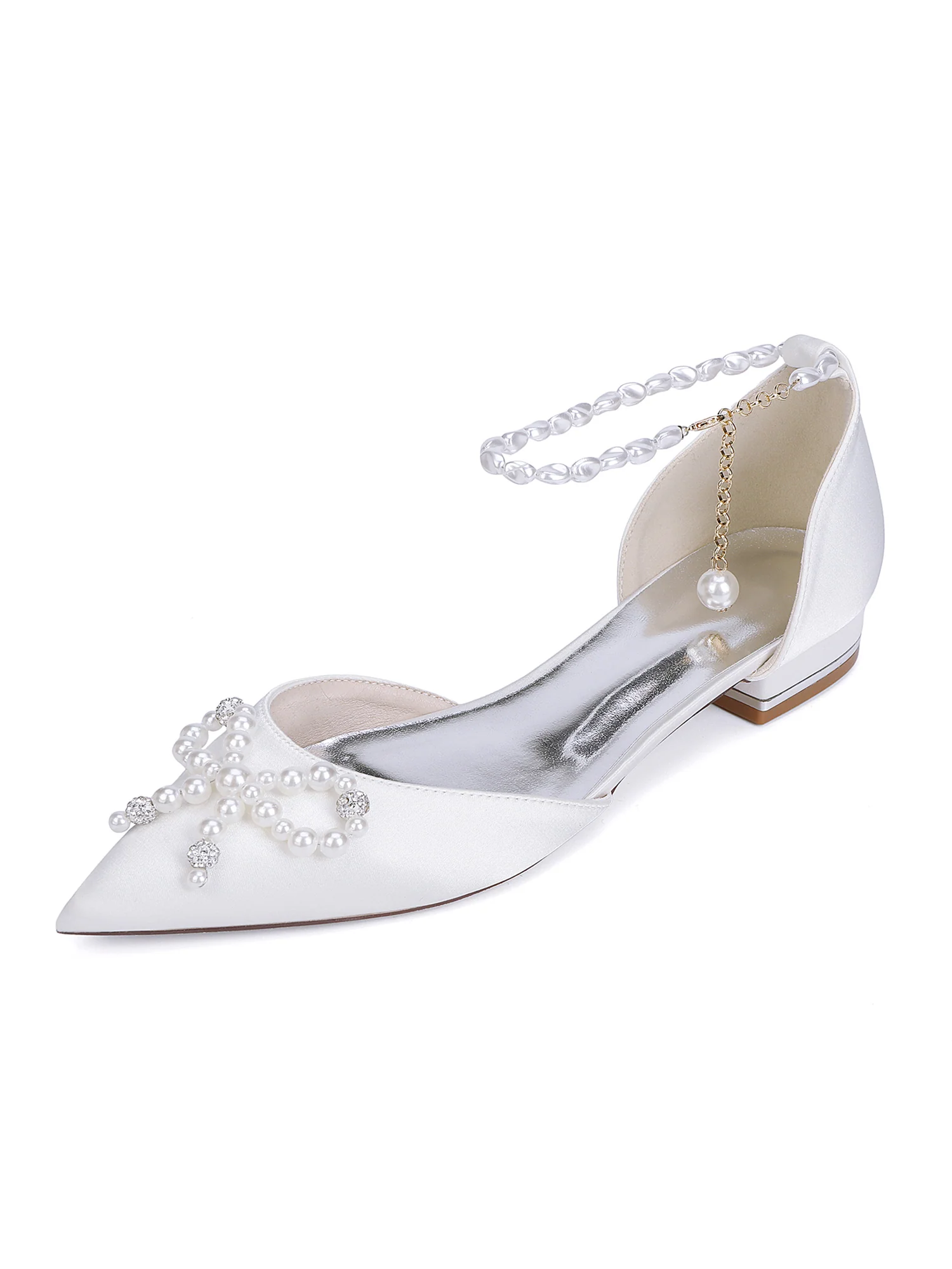 Women's Pearl Pointed Flat Wedding Shoes - Image 2